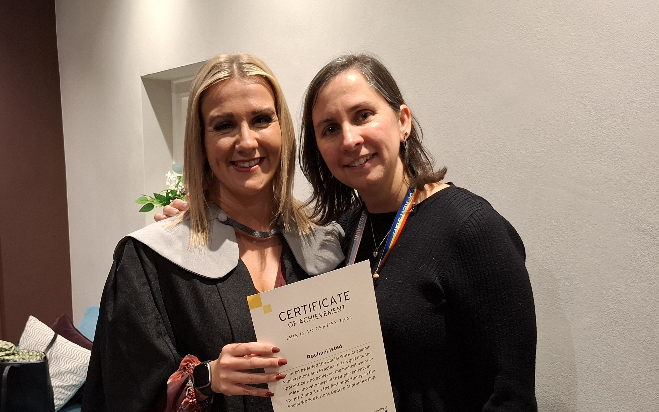 Rachael Celebrating with her Tutor